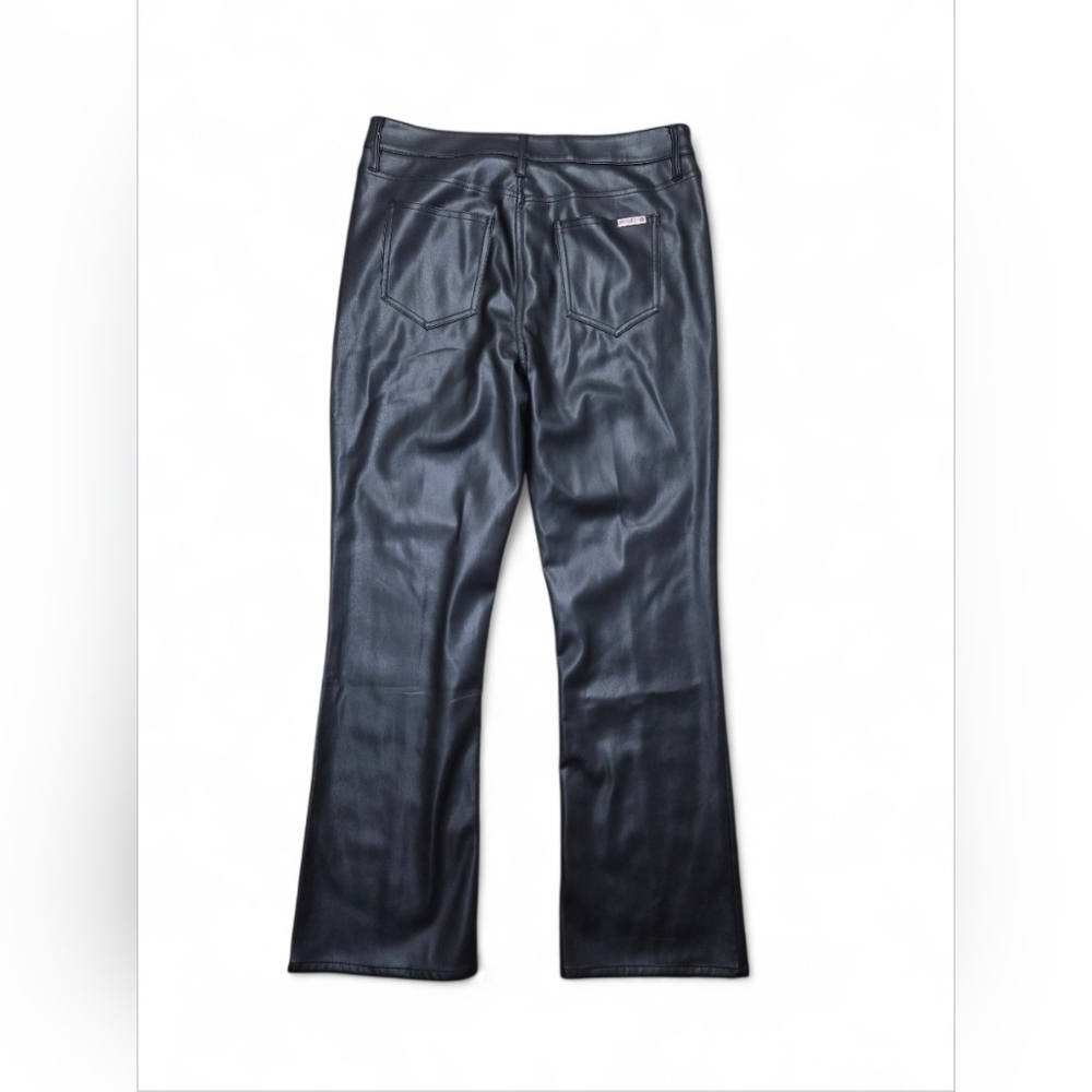 High Rise Faux Leather Bootcut Pants 31 Vent Slit Hem Modern Chic Night Out - Picture 6 of 16